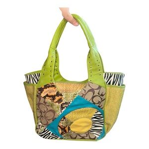 Y2K Tote  G monochrome Patchwork colorful bag medium size